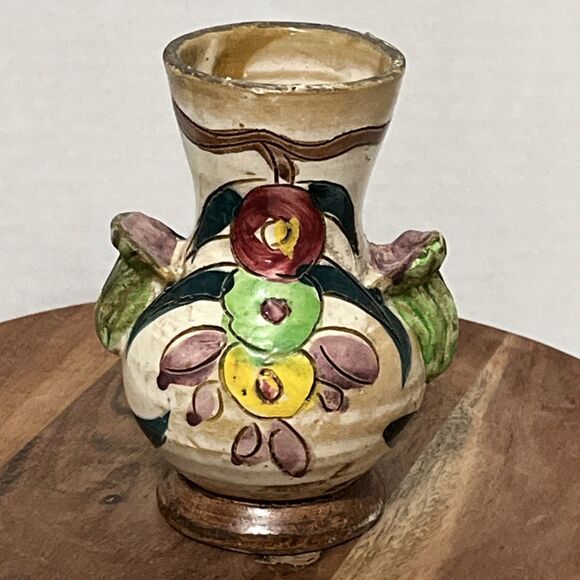 VTG Italian Sgraffito Vase Hand Painted Floral Colorful Signed G.T. Numbered - Picture 4 of 7